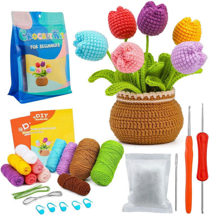 DIY Häkelset Tulpen Topf Deko Anfänger Videoanleitung