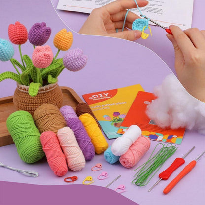 DIY Häkelset für Anfänger: Tulpen Blumen Topf Verzierung
