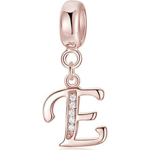Buchstaben Charm Anhänger 925 Sterling Silber Zirkonia Rose Gold