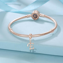 Buchstaben Charm Anhänger 925 Sterling Silber Zirkonia Rose Gold
