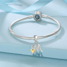 Buchstaben Charm Anhänger mit Gelbem Herz für Europäische Armbänder