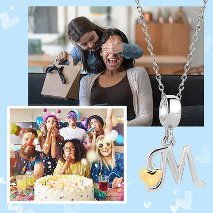Buchstaben Charm Anhänger mit Gelbem Herz für Europäische Armbänder