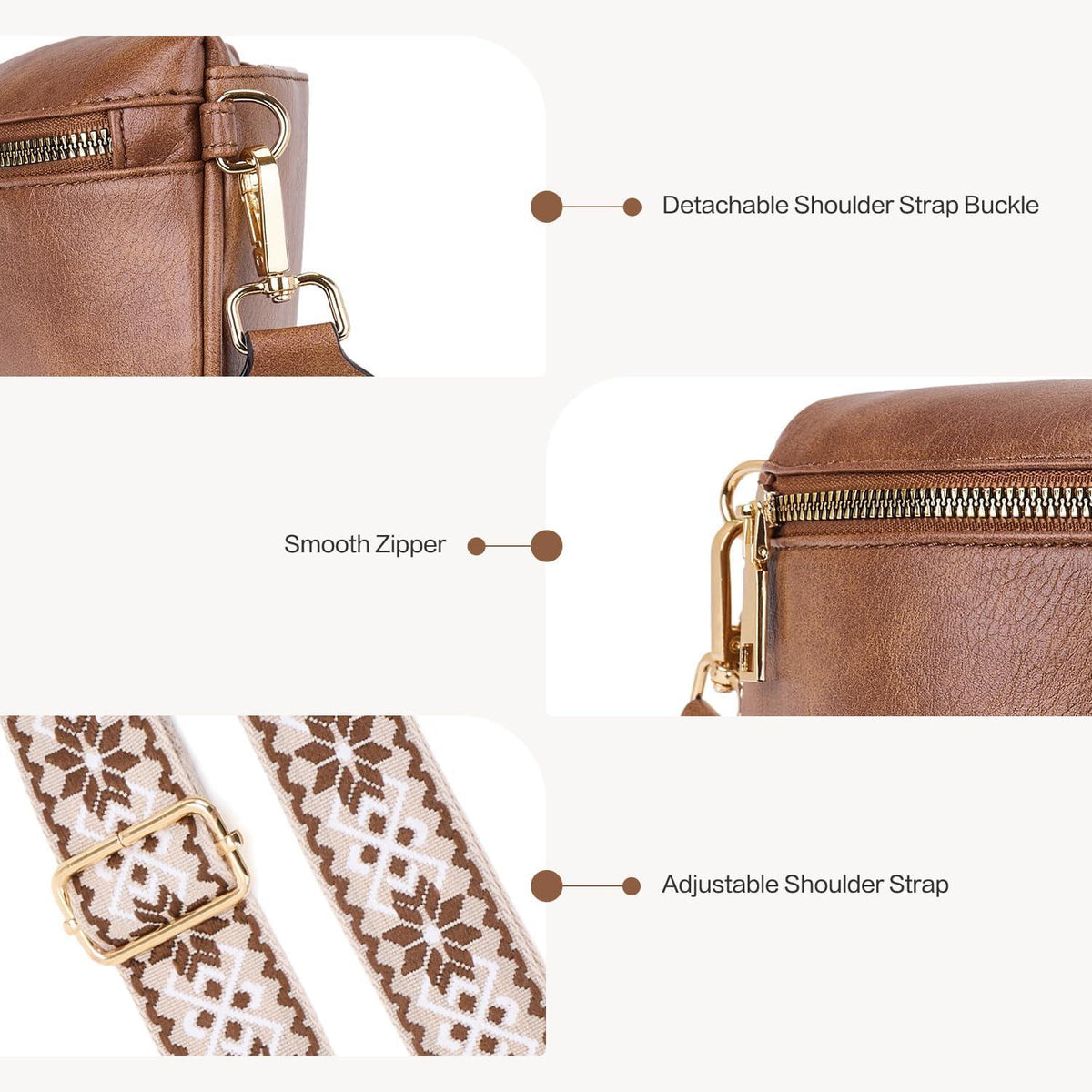 Damen Umhängetasche RFID Blockierung Veganes Leder Crossbody Bag