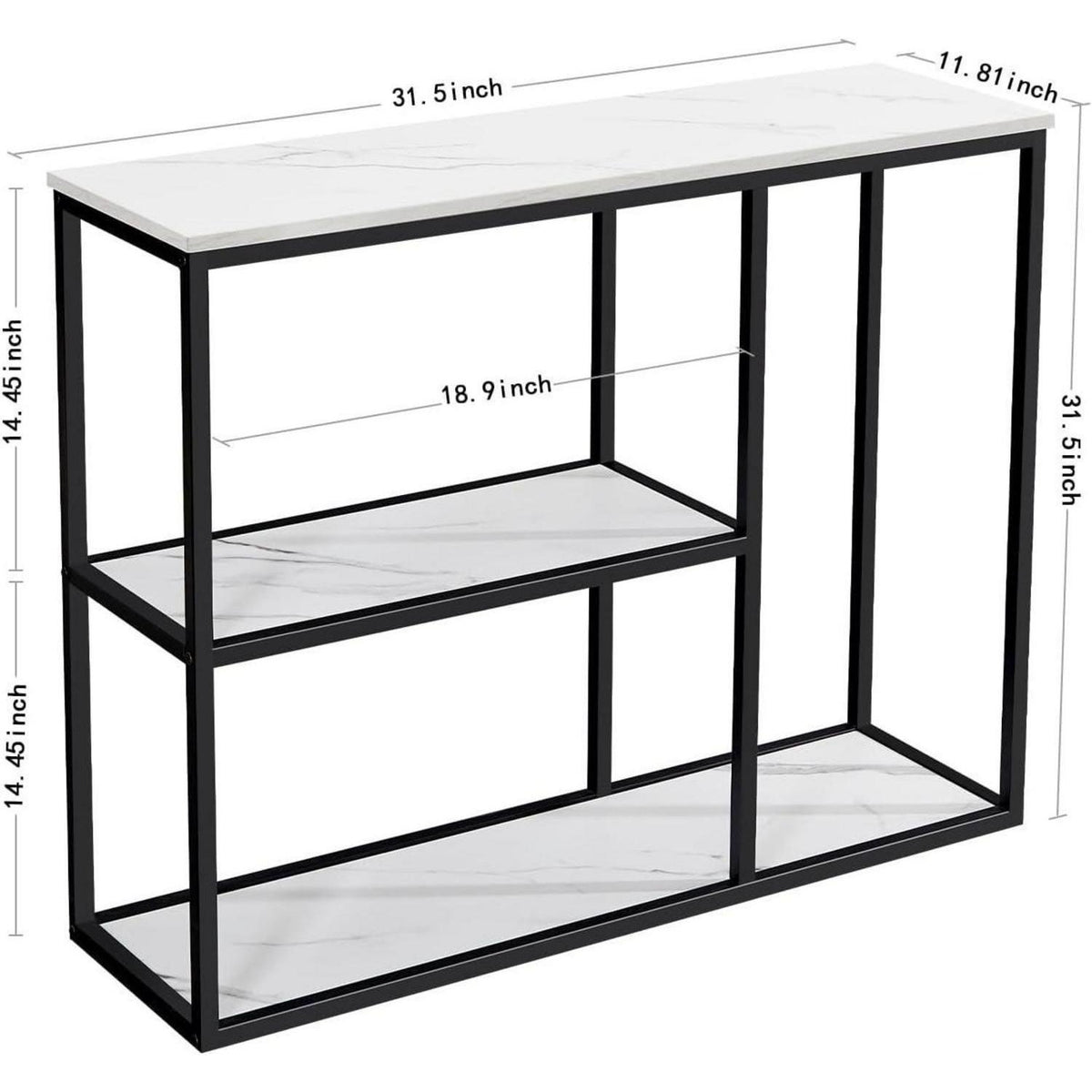 Moderner Konsolentisch mit Marmoroptik & 3 Regalen