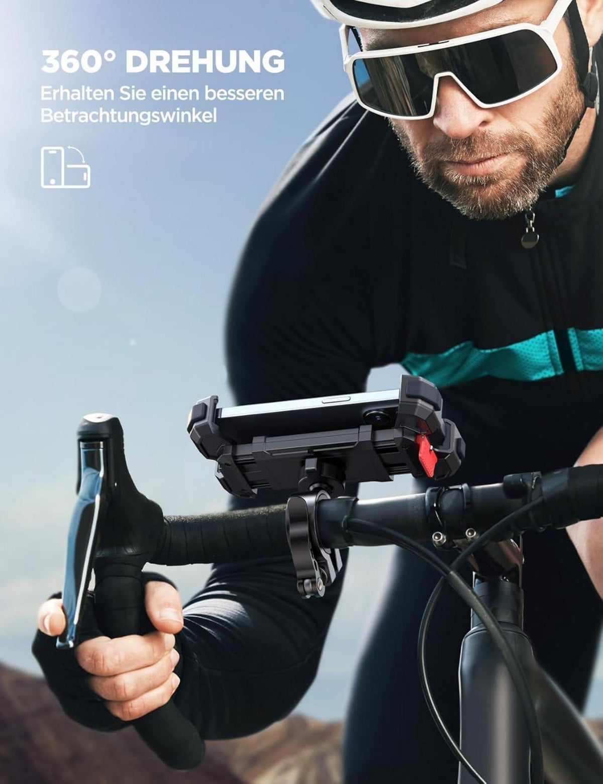 Handyhalterung Fahrrad Lenker 165mph Wind Anti-Shake 1s-Sperre 5S