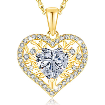 Silber Lebensbaum Herz Kette Damen 925 Sterling Geburtsstein