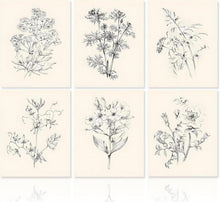 Vintage Blumen Leinwand Bilder Wandposter Set 20x25 cm 6er Set