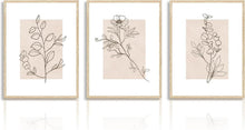 Beige Botanische Wandbilder Set Minimalistisch 30x40 cm 3erBloc