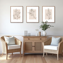 Beige Botanische Leinwand Bilder 30x40 cm 3er Set