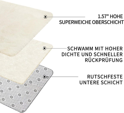 Hochflor Teppich Creme 200x300 Wohnzimmer Kinderzimmer Flauschiger