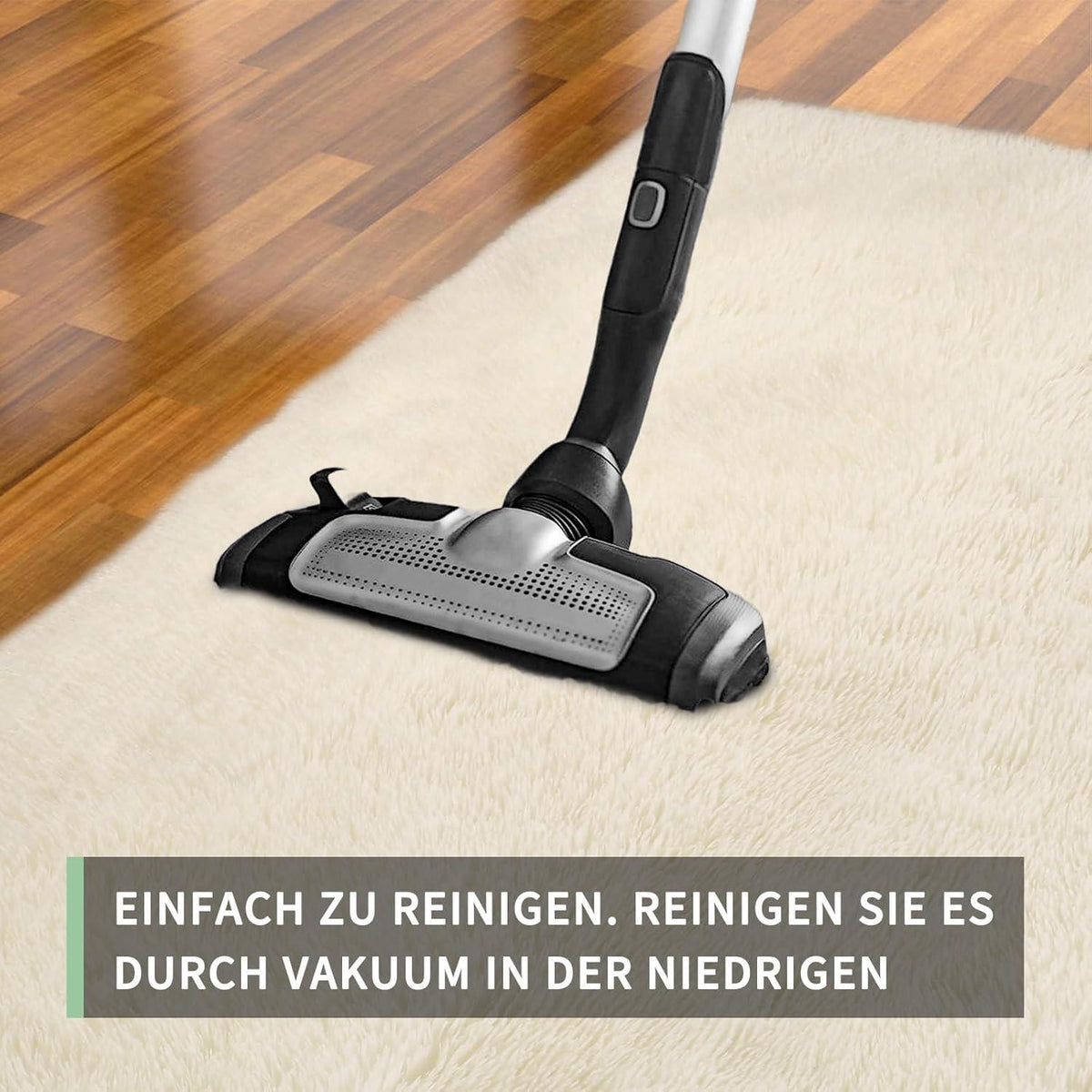 Großer Hochflor Teppich Creme 200x300 Waschbar Rutschfest Flauschig
