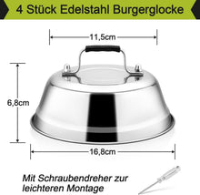 Edelstahl Burgerglocke Set 4 Stück Gummigriff