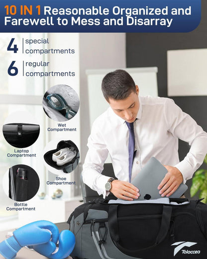 Sporttasche Herren 45L Rucksackfunktion mit Schuhfach