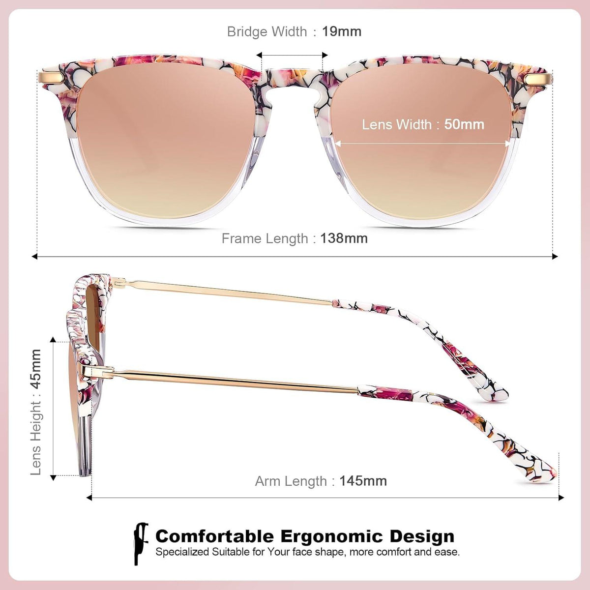 Vintage Polarisierte Damen Sonnenbrille Blaulichtfilter Acetat-Rahmen