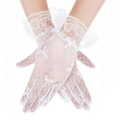 Spitzenhandschuhe Damen Elegant Kurz für Hochzeit Party Halloween