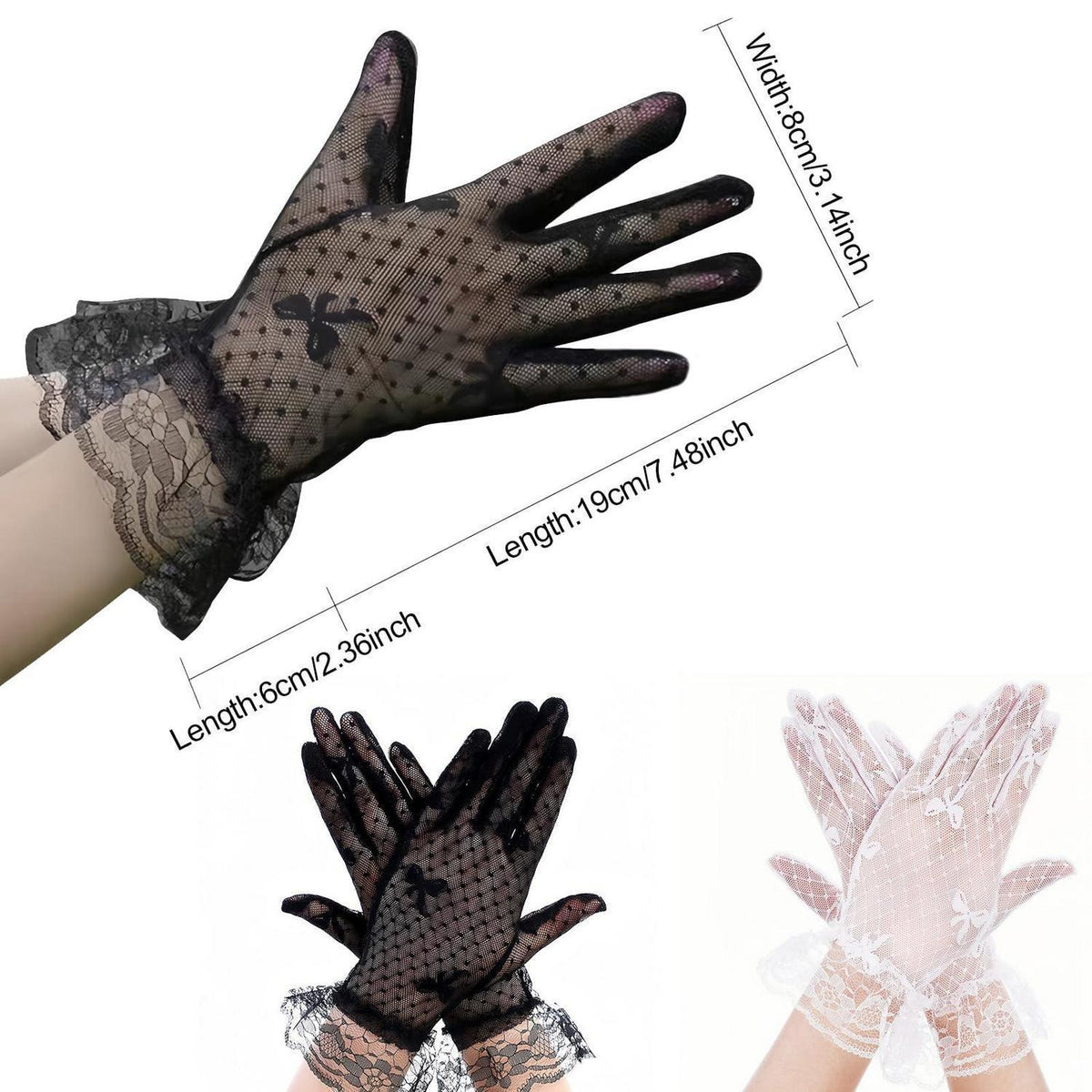 Spitzenhandschuhe Damen Elegant Kurz für Hochzeit Party Halloween