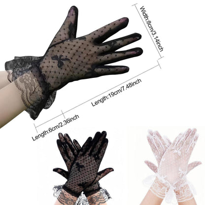 Spitzenhandschuhe Damen Elegant Kurz für Hochzeit Party Halloween