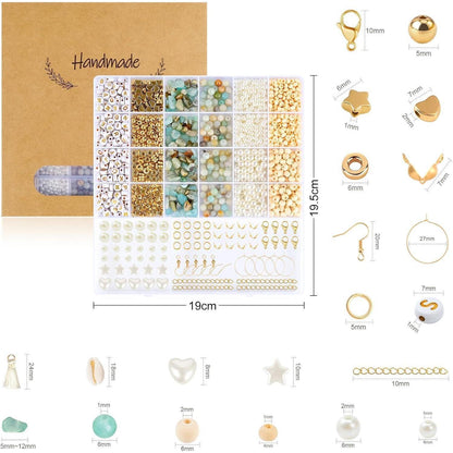 Amazonit Perlen Set für Armbänder, Naturstein & Holzperlen DIY