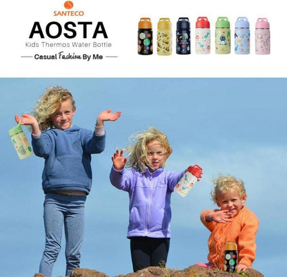 Kinder Trinkflasche Edelstahl 500ml mit Strohhalm - Auslaufsicher & BPA-frei - Dinosaur 500ml