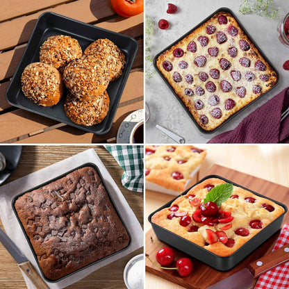 Quadratische Auflaufform 2er-Set Edelstahl 21x21x5cm Brownie Kuchen Lasagne
