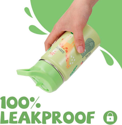 Trinkflasche Kinder Edelstahl 500ml Strohhalm Auslaufsicher