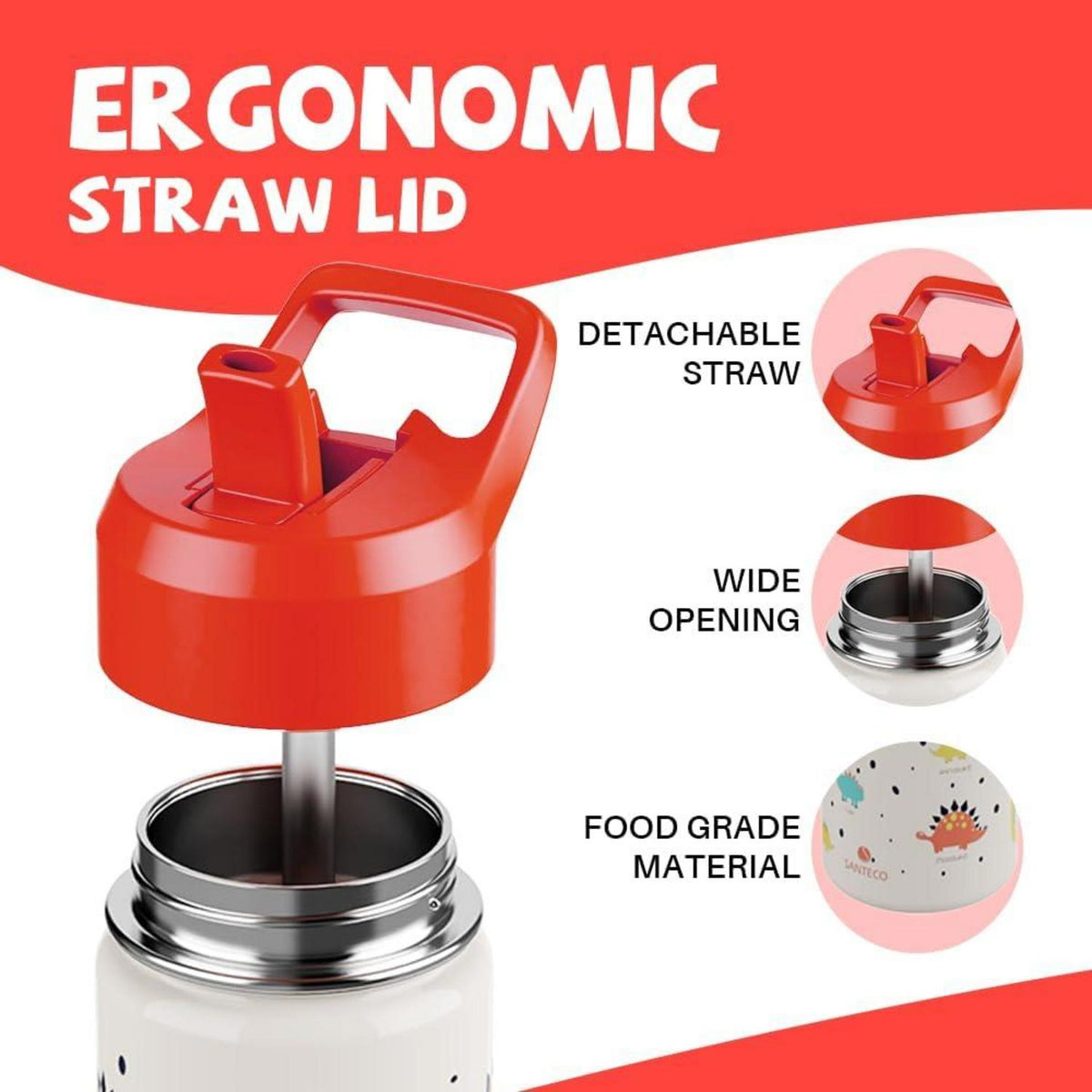SANTECO Kinder Trinkflasche Edelstahl 380ml Strohhalm Auslaufsicher BPA-freiizinNatürlich,SEO-Optimierung ist ein wichtiger Bestandteil einer