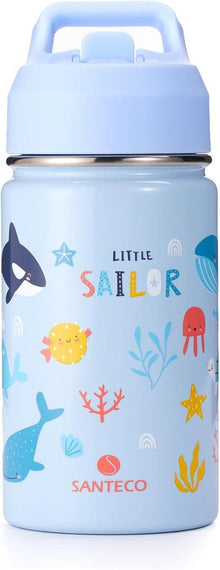 Isolierte Trinkflasche Kinder Edelstahl Auslaufsicher Strohhalm 380ml