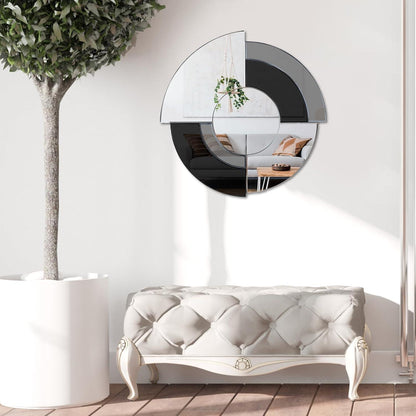 Asymmetrischer Wandspiegel 80cm Schwarz | Rahmenloser Spiegel für Wohnzimmer