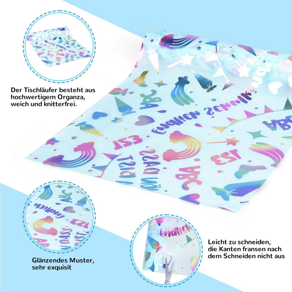 Einschulung Tischläufer Schulanfang Deko Mädchen Jungen 5M 27CM