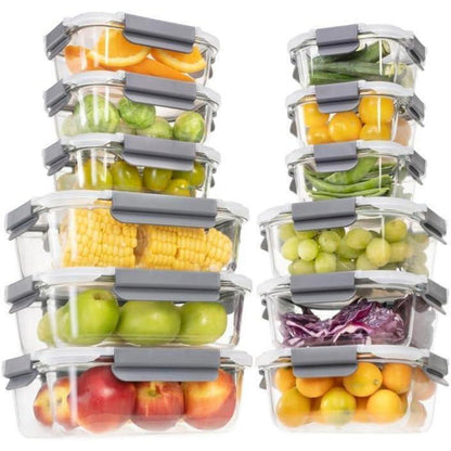 GENICOOK 24-teiliges Glas Frischhaltedosen Set Luftdicht für