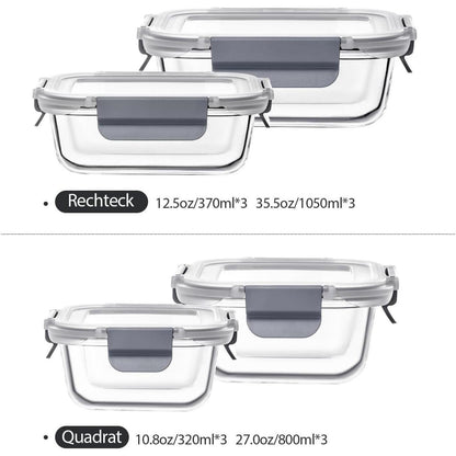 GENICOOK 24-teiliges Glas Frischhaltedosen Set Luftdicht für