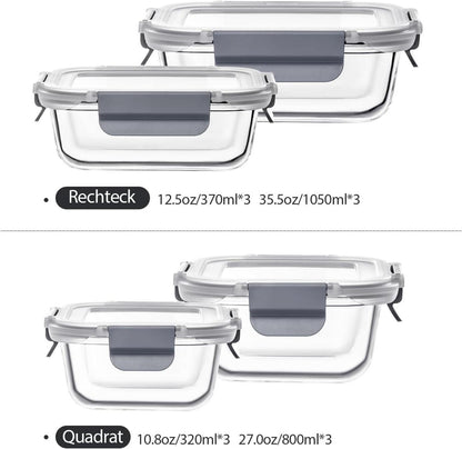 GENICOOK 24-teiliges Glas Frischhaltedosen Set Luftdicht für