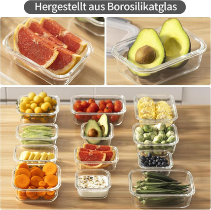 24tlg. GENICOOK Glas Frischhaltedosen Vorratsdosen Set Luftdicht