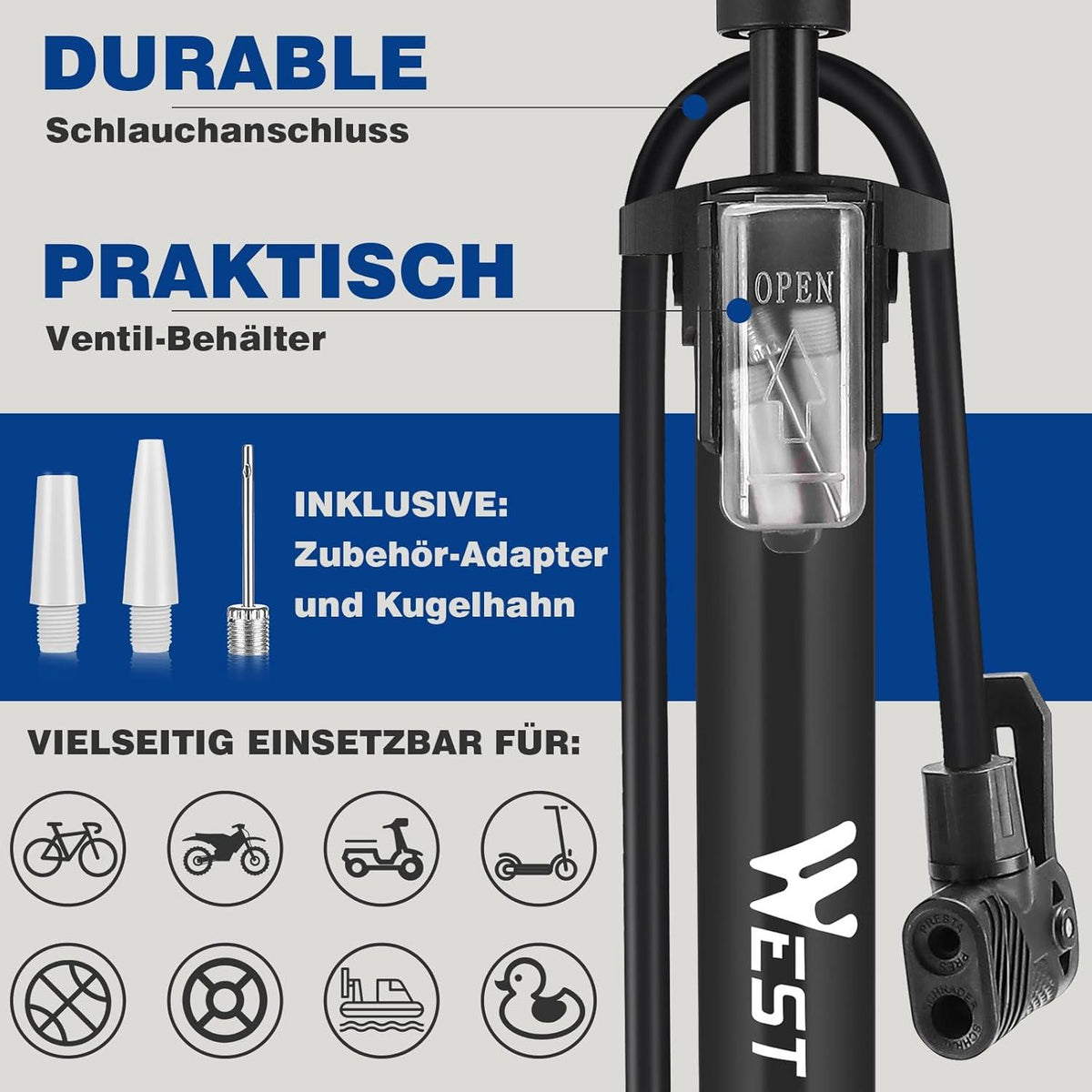 Fahrrad Luftpumpe mit 160psi Druck für Rennrad & Mountainbike