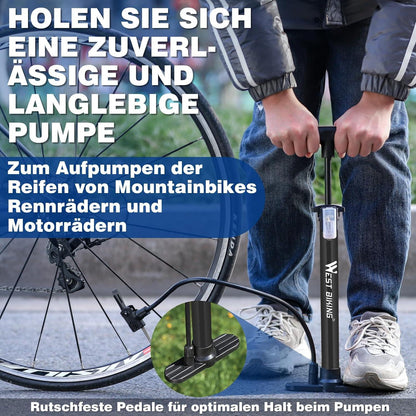 Fahrrad Luftpumpe 160psi Hochleistungs Standpumpe Schwarz