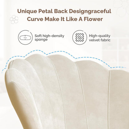 Polstersessel Blütenblatt-Design Samt Beige mit Goldbeinen