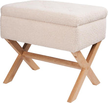 Hawthyhome Samt Fußhocker Stauraum Beige Rechteckig X-Design
