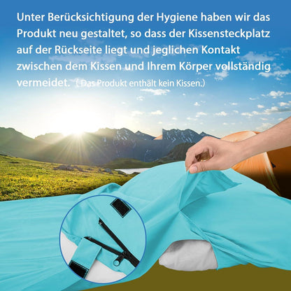 JAICOM Hüttenschlafsack Ultraleicht Mikrofaser Hellblau Rucksackreise