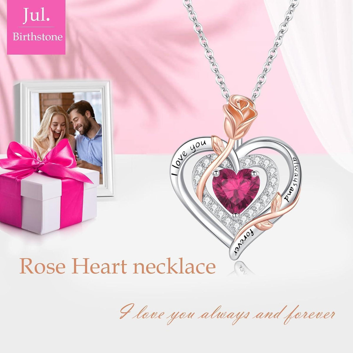 Silber Halskette Damen 925 Herz Rose Gravur – Muttertag Geschenk