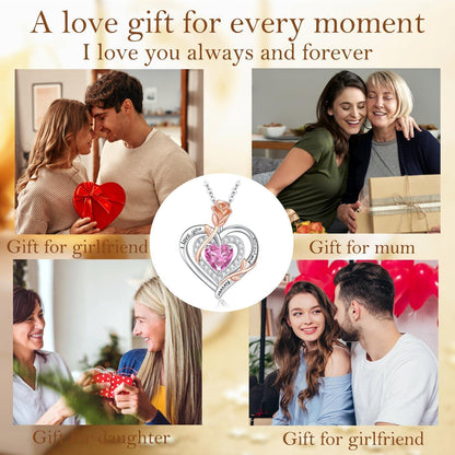 Silber Halskette Damen 925 Herz Rose Gravur – Muttertag Geschenk