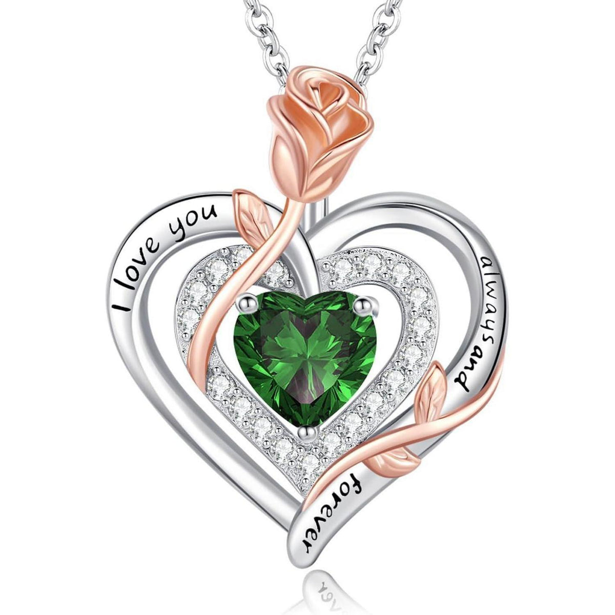 Silber Halskette Damen Herz Rose Geburtsstein Kette Geschenk