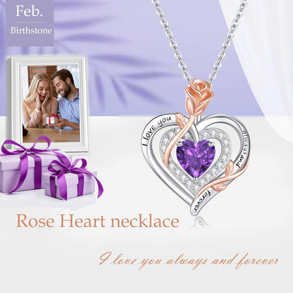Silber Halskette Damen 925 Herz Rose Gravur – Muttertag Geschenk