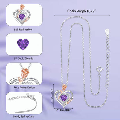 Silber Halskette Damen 925 Herz Rose Gravur – Muttertag Geschenk