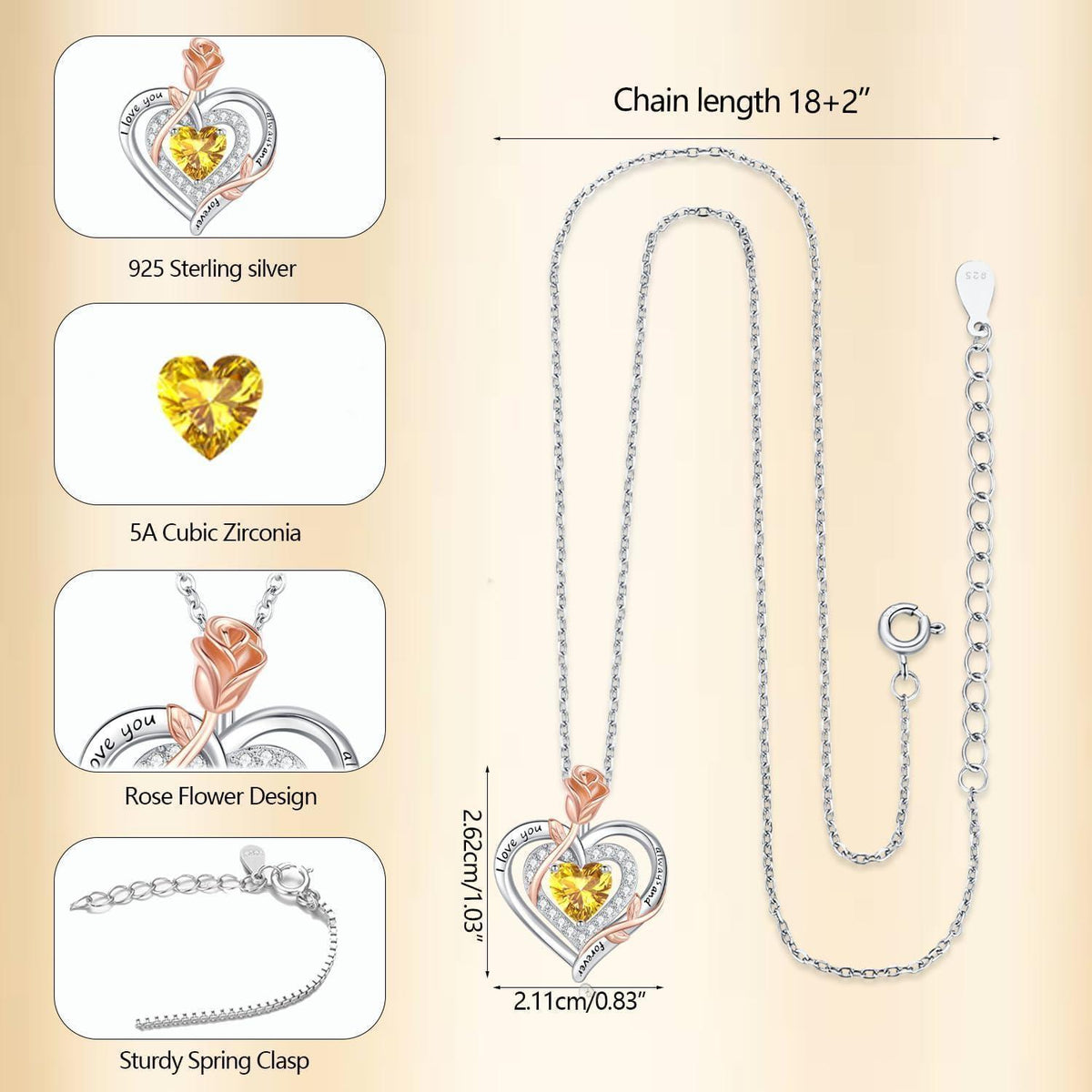 Silber Halskette Damen 925 Herz Rose Gravur Kette Geschenk