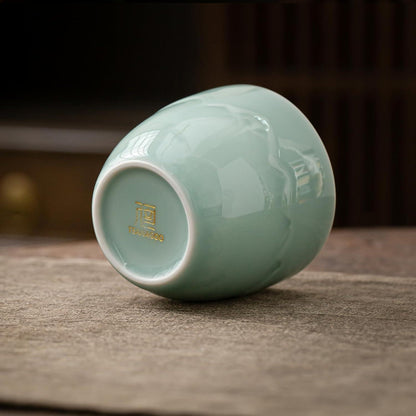 TEANAGOO Japanische Teetasse 160ml 4er-Set Celedon Blau Keramisch