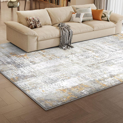 Modernes Flauschiges Teppich Wohnzimmer 200x300 Gelb Grau