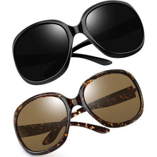Übergroße Damen Sonnenbrille polarisiert UV400, Kristall Leopard