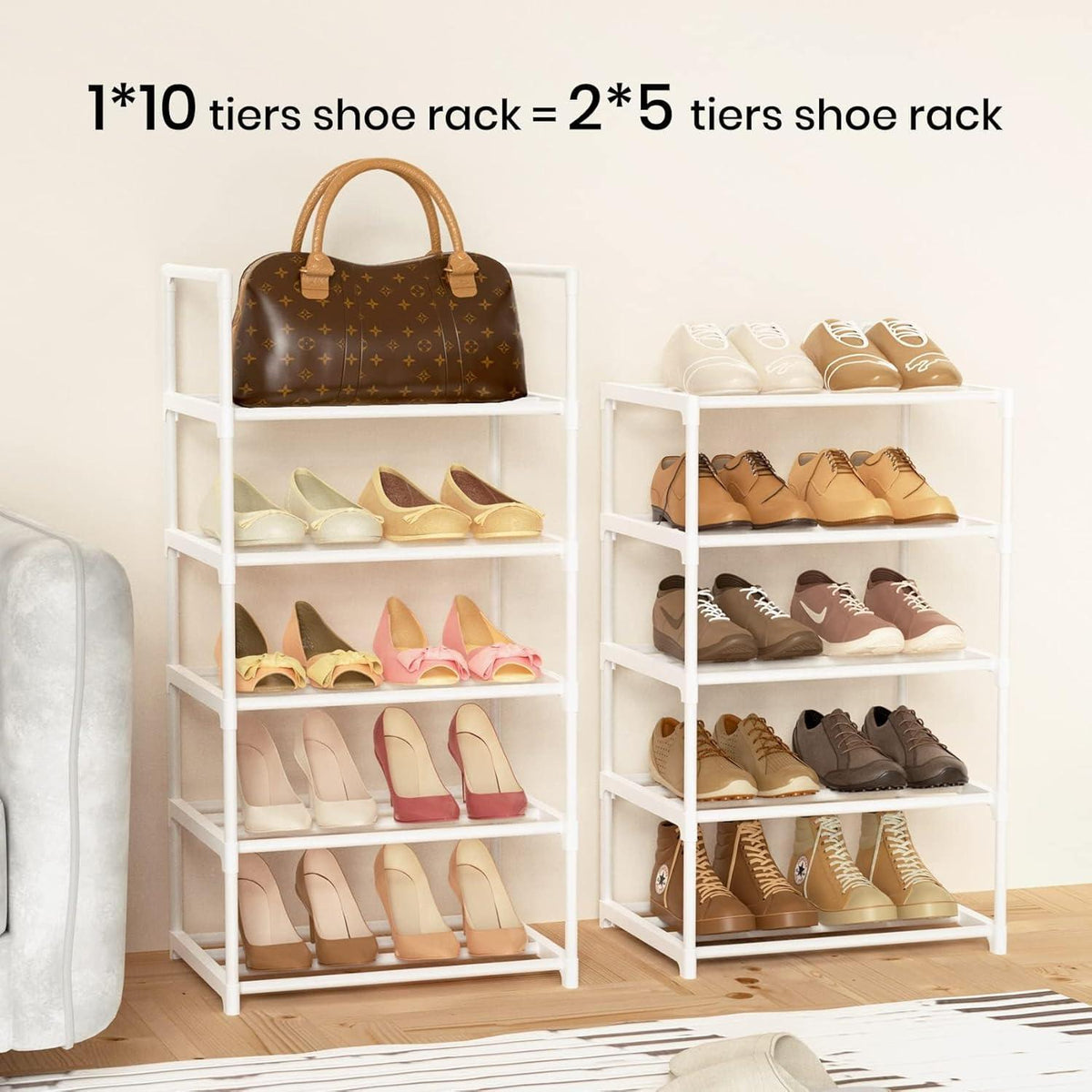 10-Ebenen Schuhregal Metall – Platzsparend & Multifunktional