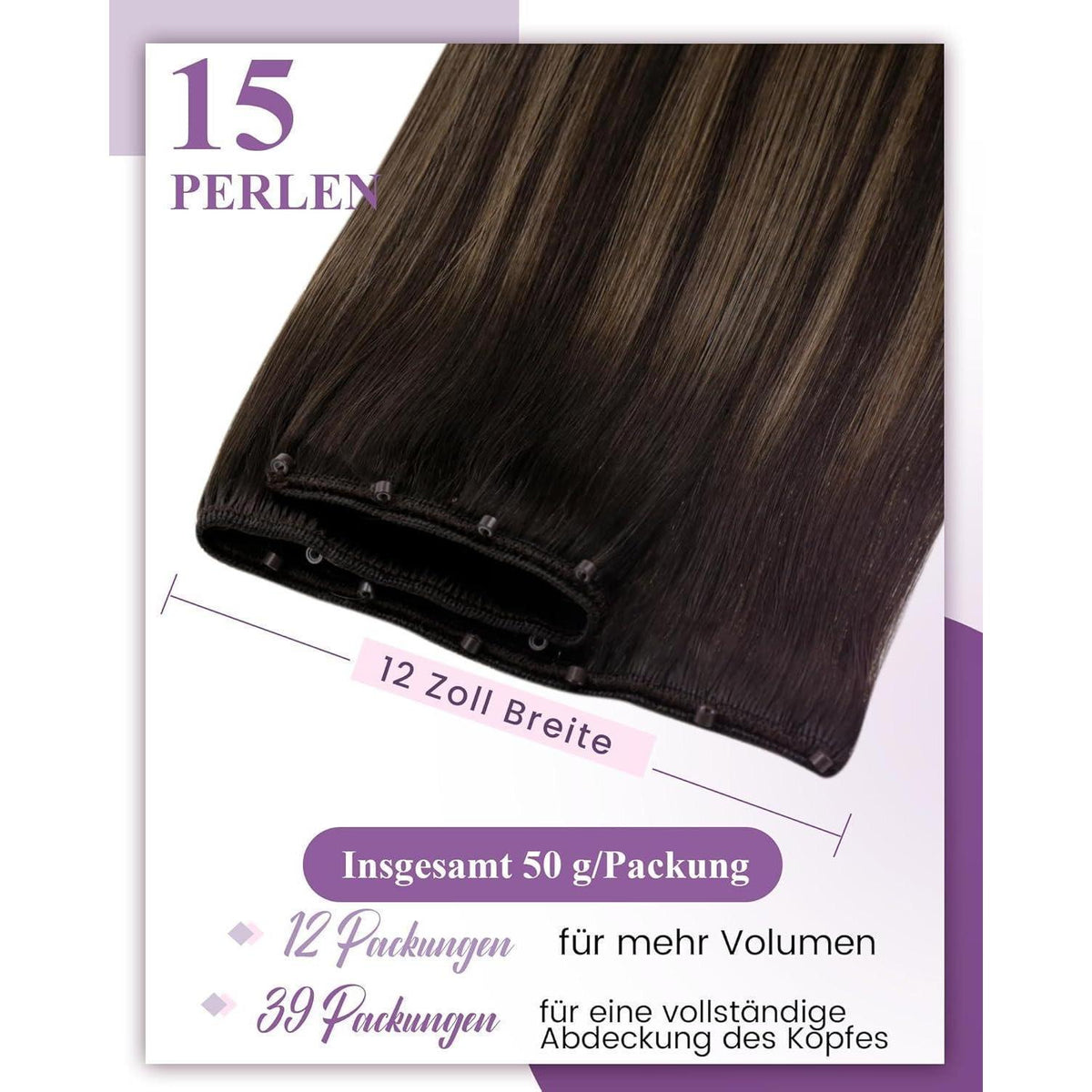 Braun Balayage Echthaar Tressen – Remy, 50cm, 50g