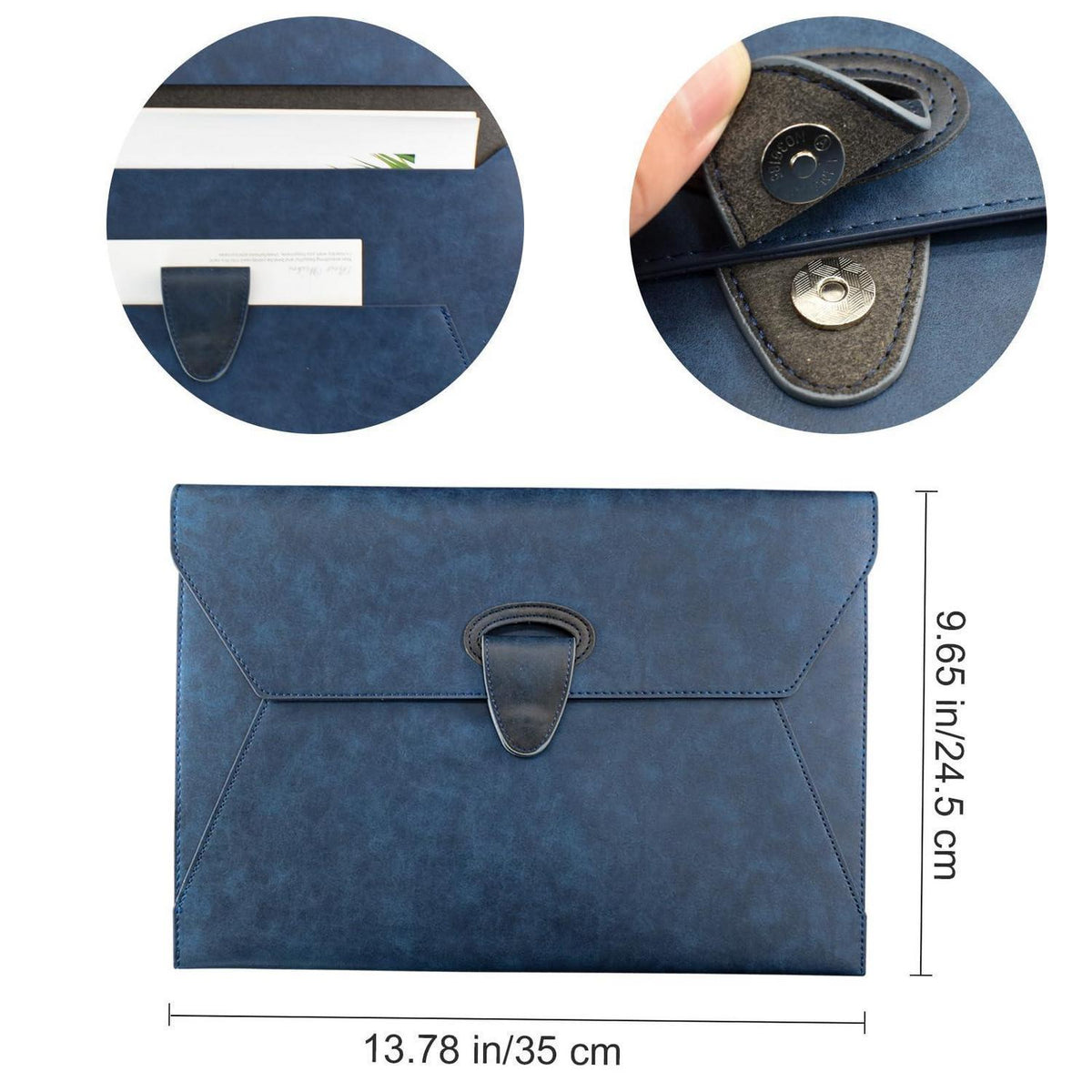 Dokumentenmappe A4, wasserdicht, marineblau in Lederoptik